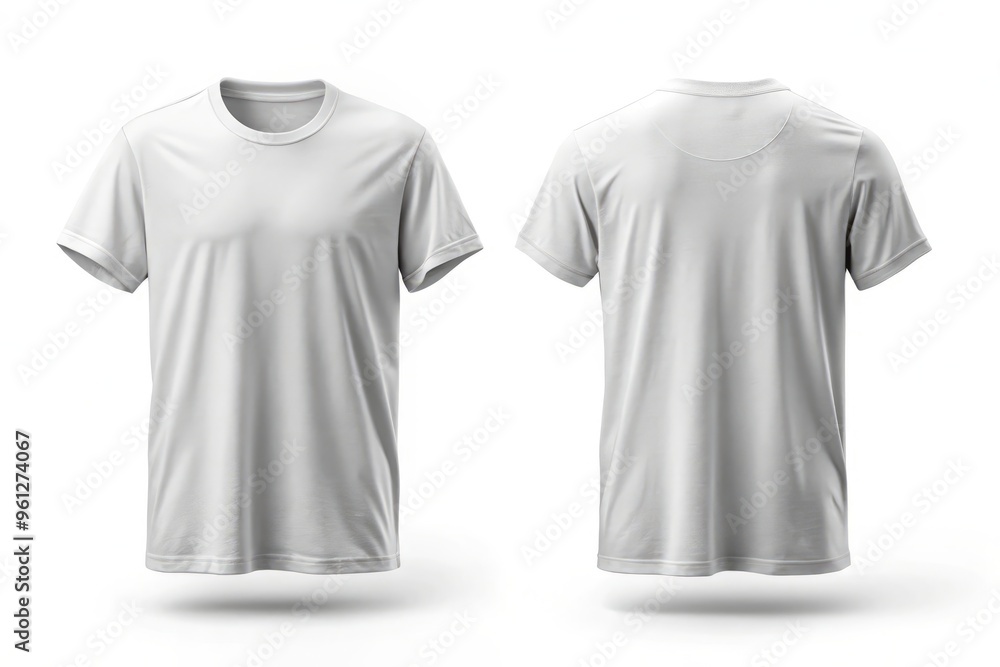 1. Customizable White t-shirt PSD mockup with front and back views, showcased on a crisp white background for 1. Customizable White t-shirt PSD mockup with front and back views, showcased on a crisp white background for