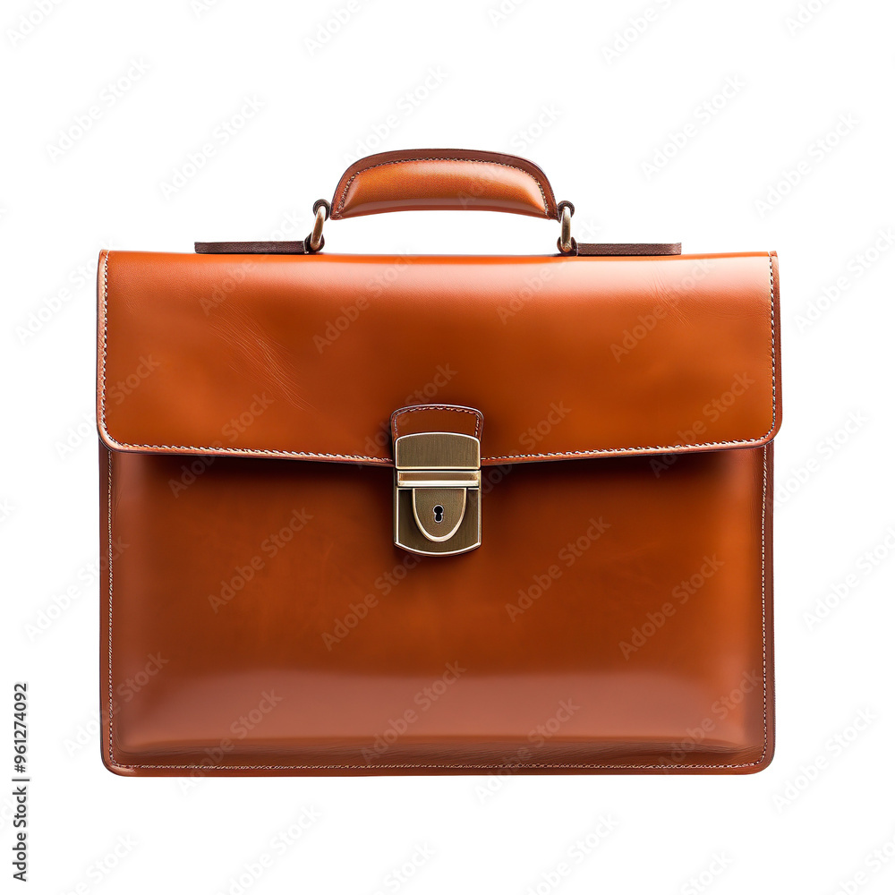 A brown briefcase isolated on transparent and white background A brown briefcase isolated on transparent and white background