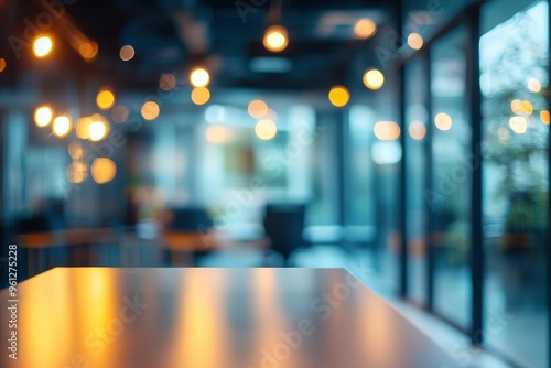 Wallpaper Mural Blurred empty open space office. Abstract light bokeh at office interior background, ai Torontodigital.ca