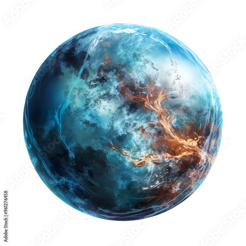 A Celestial Planet in the Vast Cosmos isolated on transparent and white background