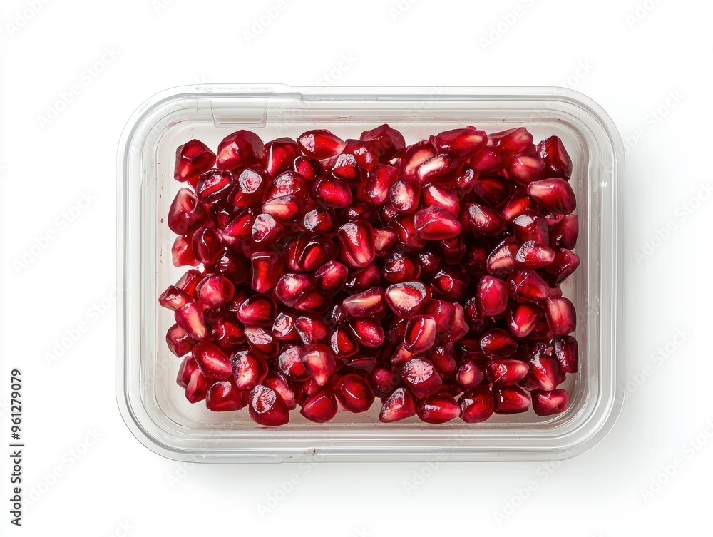 A container of red fruit with a white background A container of red fruit with a white background