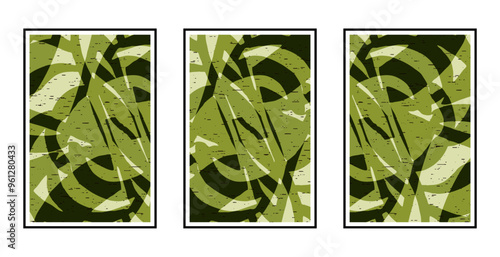 Set of 3 Abstract pattern. Illustration for printing on wall decorations. For use in graphics.