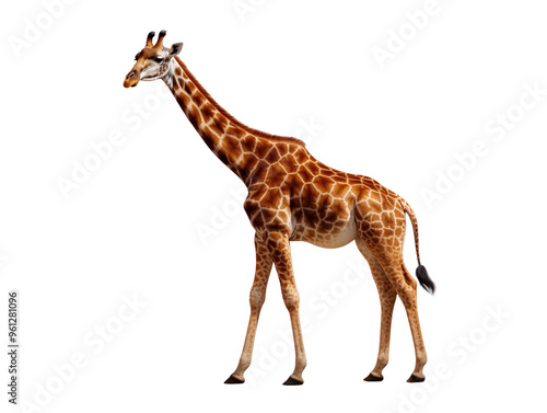 a giraffe isolated on transparent and white background photo