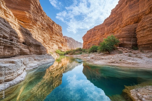 The beautiful Wadi Al-Disah in the Tabuk region is one of the most famous valleys in western Saudi Arabia, ai