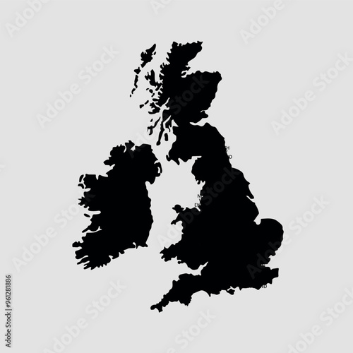 black United Kingdom map