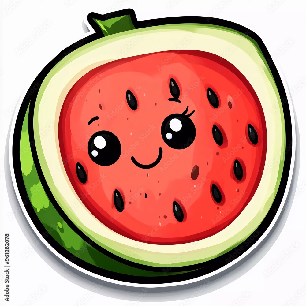 Cute cartoon watermelon emoji icon Cute cartoon watermelon emoji icon