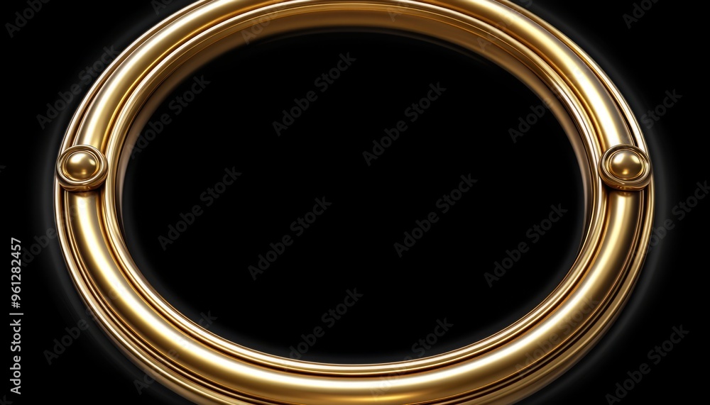 Ornate Golden Circle Frame on Black Background Ornate Golden Circle Frame on Black Background