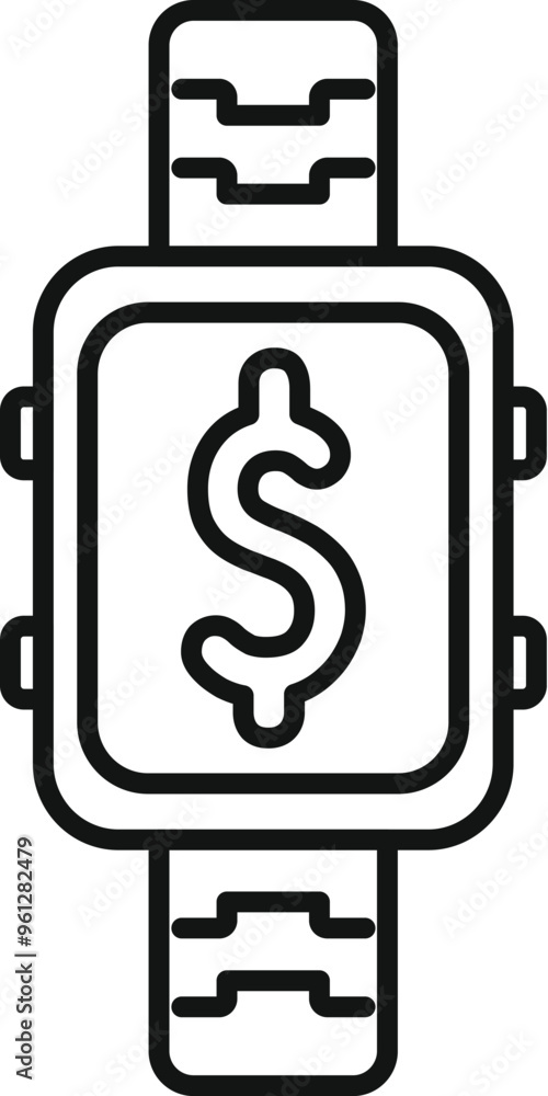 Smart watch showing dollar sign icon, suitable for mobile payment concept Smart watch showing dollar sign icon, suitable for mobile payment concept