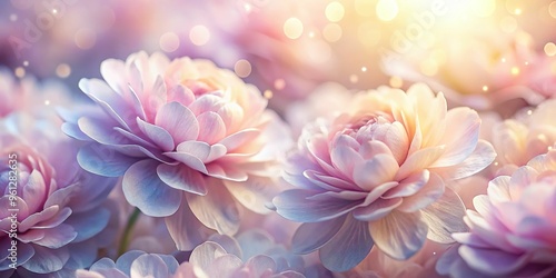 Delicate, soft-focus pastel petals background with intricate details, gentle composition, and realistic lighting effects that evoke a sense of calmness and serenity. photo