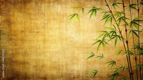 Fototapeta Naklejka Na Ścianę i Meble -  Asian bamboo art painting on textured canvas