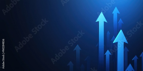 Blue Arrows Pointing Upward On A Dark Blue Background