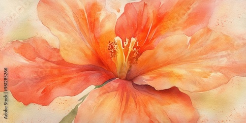 Stunning Watercolor Hibiscus: A Vibrant Floral Art Piece Celebrating Nature's Beauty