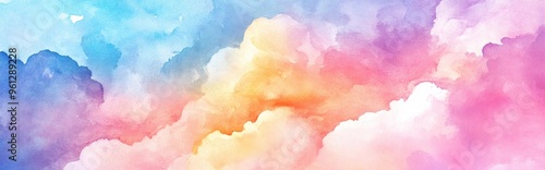 Dreamy Watercolor Abstract Background with Soft Hues and Fluid Colors for Artistic Projects