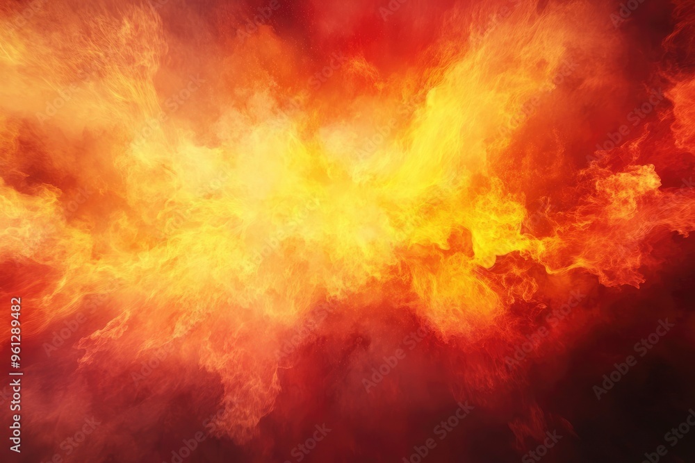 Dramatic fire and smoke effect glowing red and yellow colors exploding outwards with center space. Vivid and hot hell abstract or blazing fire background or wallpaper, ai Dramatic fire and smoke effect glowing red and yellow colors exploding outwards with center space. Vivid and hot hell abstract or blazing fire background or wallpaper, ai