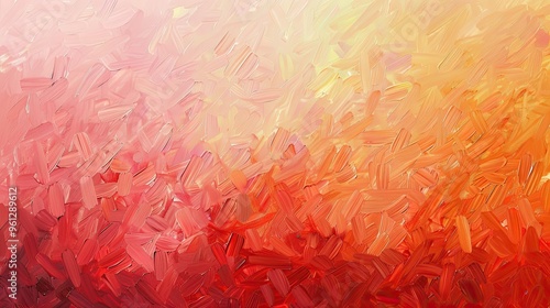 Post-Impressionist background with crimson to peach tones visible brushstrokes and gentle lighting