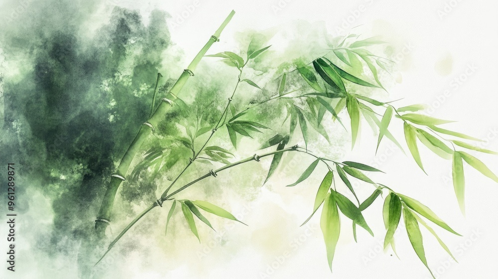 Elegant Bamboo Watercolor Art: A Tranquil Representation of Nature's Beauty Elegant Bamboo Watercolor Art: A Tranquil Representation of Nature's Beauty