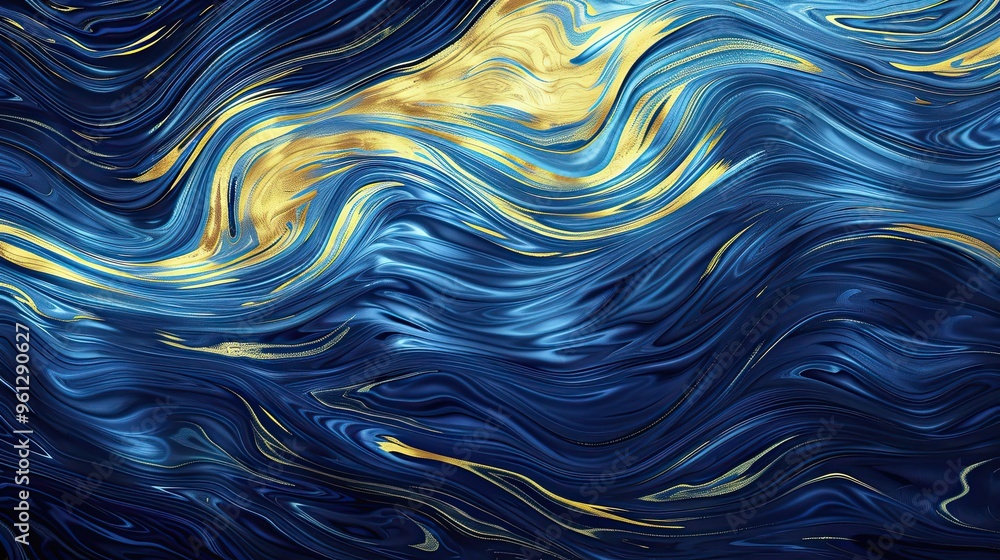 Sapphire blue and yellow lines with brushstrokes create energy and movement in a Post-Impressionist backdrop Sapphire blue and yellow lines with brushstrokes create energy and movement in a Post-Impressionist backdrop