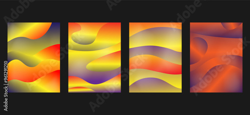 Fluid gradient background set. Cute and minimal style posters with colorful, liquid color. Modern wallpaper design for social media, idol poster, banner, flyer