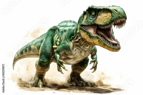 Illustration of a Roaring Tyrannosaurus Rex Dinosaur photo