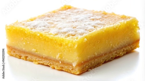 Asymmetrical lemon bar on white background