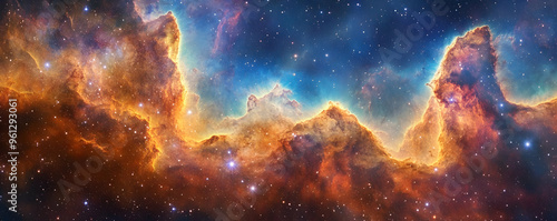 Cosmic Cloudscape Abstract Space Background with Nebulae and Stars photo