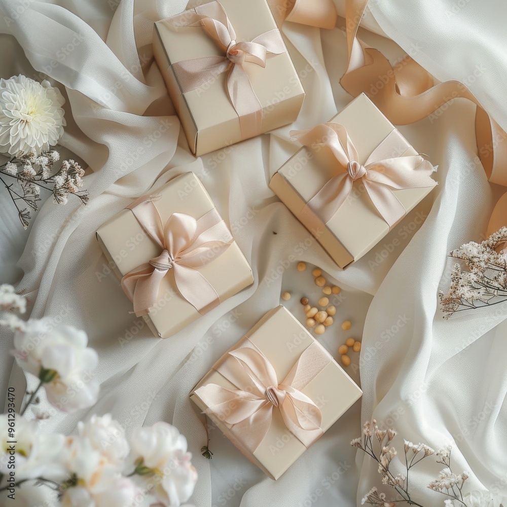 wedding gift boxes on white fabric wedding gift boxes on white fabric