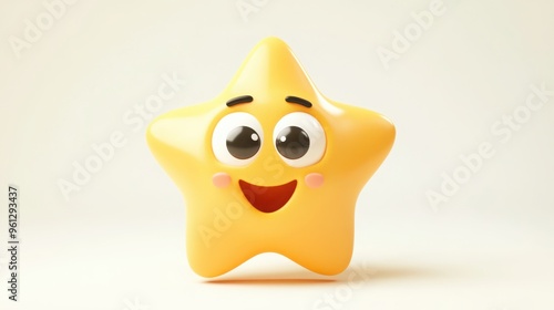 A 3D cartoon emoji with a starry-eyed expression, indicating being starstruck or amazed by something, on a white background  photo