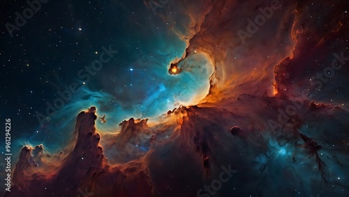 Space illustration background design wallpaper starry galaxy nebulas, planets and astronomical objects