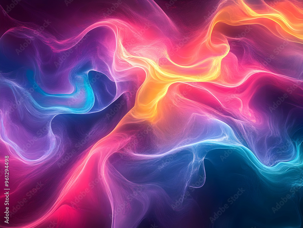 Abstract Background with Colorful Flowing Waves of Light Abstract Background with Colorful Flowing Waves of Light