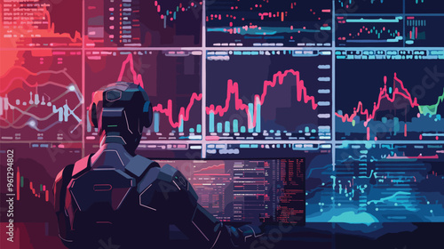 AI Trading Bot Analyzing Financial Data on Stock Exchange, Forex Market Concept