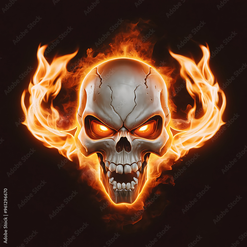 Fiery Skull Abstract Halloween Horror Concept. Fiery Skull Abstract Halloween Horror Concept.