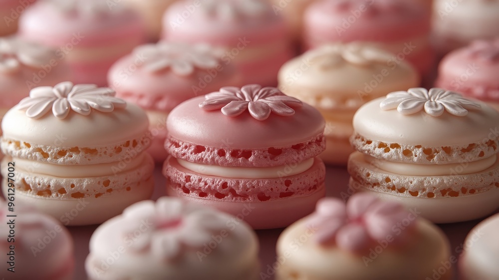 Whimsical macaron design featuring textured patterns that add depth and charm. Whimsical macaron design featuring textured patterns that add depth and charm.