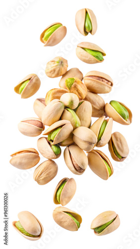Wallpaper Mural Falling pistachio isolated on white background, full depth of field Torontodigital.ca
