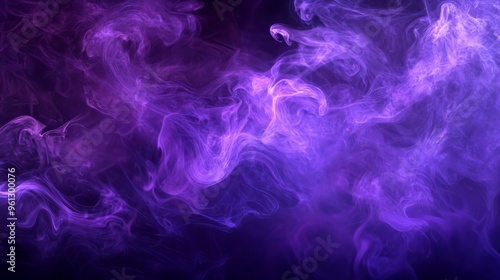 A swirling background of purple smoke and magical fire. Dark clouds and misty fog create a spooky Halloween scene. Violet energy bursts with smoky explosions.