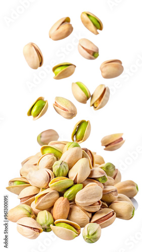 Wallpaper Mural Falling pistachio isolated on white background, full depth of field Torontodigital.ca