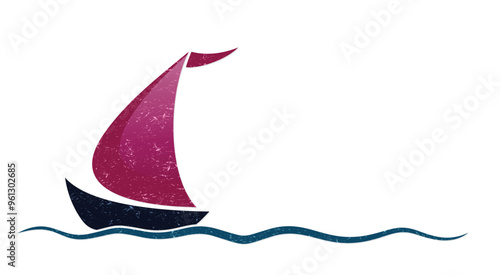 The boat with scarlet sails in the sea.
