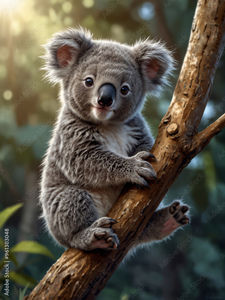 Obraz premium A peaceful image of a tiny koala joey