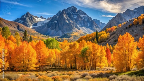 Autumn leaves in the Eastern Sierra near Mammoth California with forced perspective