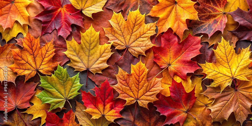 Autumn maple leaves in vibrant aerial view Autumn maple leaves in vibrant aerial view