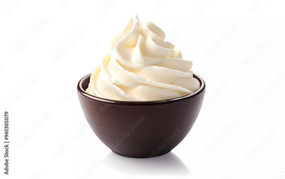 bowl of vanilla whipped cream isolated on white background bowl of vanilla whipped cream isolated on white background
