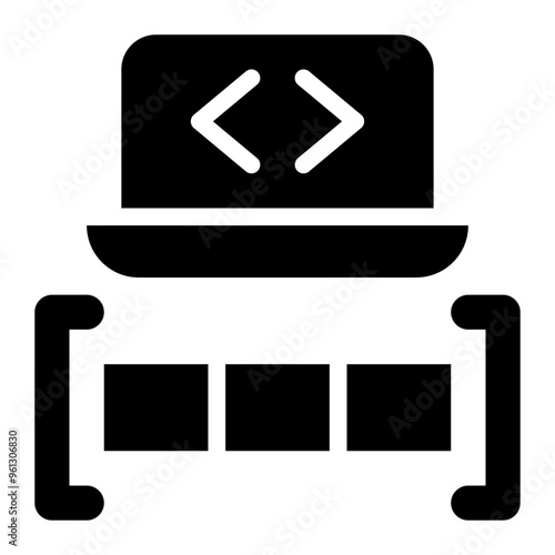 1d array, one dimensional, array, list, programming, coding solid or glyph icon