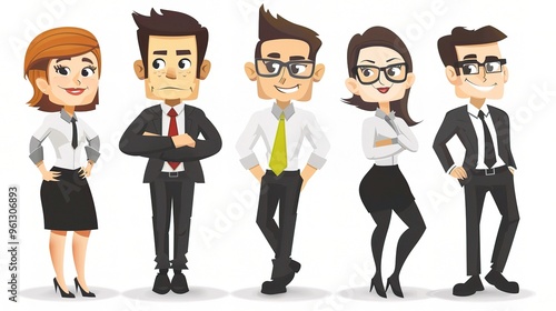 An office cartoon character standing in a professional environment. The character is wearing business attire and has a unique design. It is holding office tools and seems to be engaged in work - relat