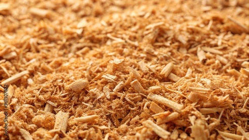 Background of freshly cut wood sawdust with shallow depth of field