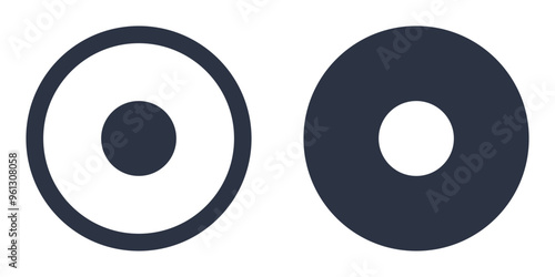 Record Button simple icons set designed in filled, outline, line and stroke style