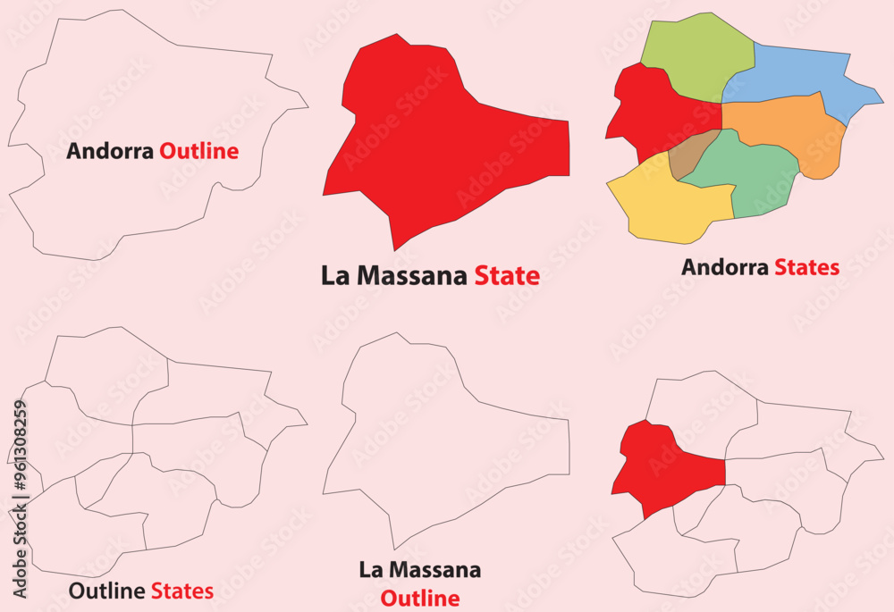 Obraz premium La Massana map vector of Andorra, La Massana line map, La Massana with city map, La Massana outline map