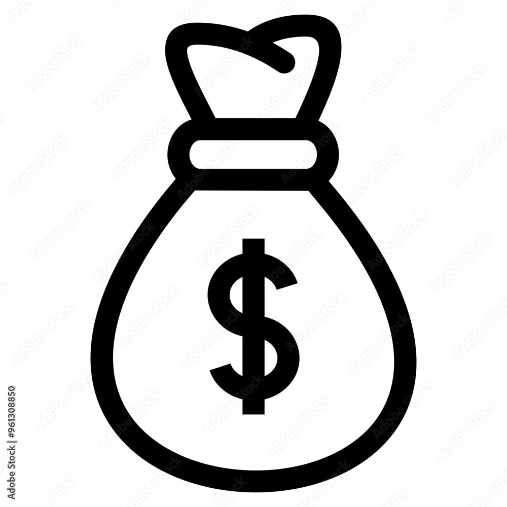 bag with dollar. money icon bag with dollar. money icon