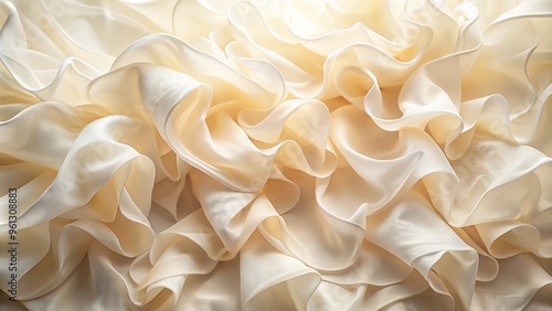 Background of silk ruffles ivory organza fabric texture minimalist