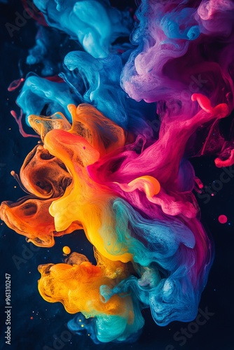 Vibrant swirls of liquid colors blending together in a beautiful composition