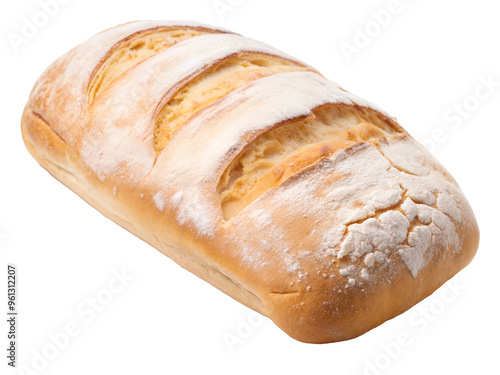 Ciabatta bread cut out. isolated on transparent background. Copy space.