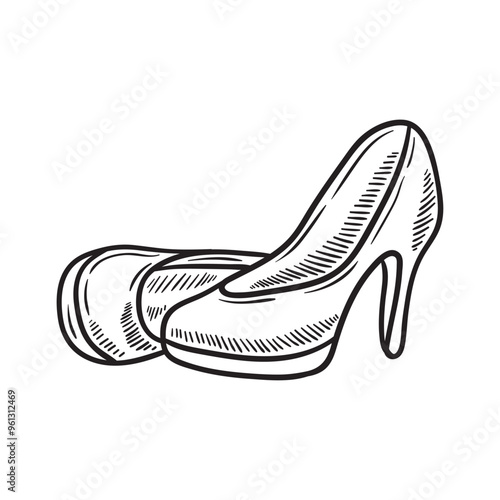 Wedding Illustration Colorless - Shoes 1